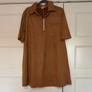 Brown Suede Shirt Dress